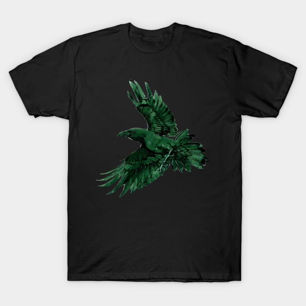 Watercolor Raven 3 T-Shirt by A.E. Kieren Illustration